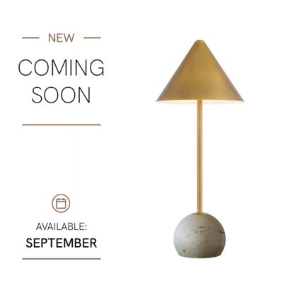 Wayfarer's Rest Hamptons Cordless Table Lamp Antique Brass & Travertine