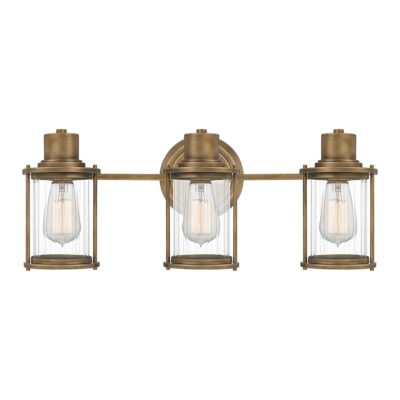 Weathered Manor Industrial 3 Light Wall Light Weathered Brass
