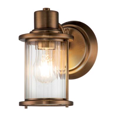 Weathered Manor Industrial Wall Light Weathered Brass