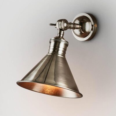 Wenlock Cone Shade Wall Light Antique Silver