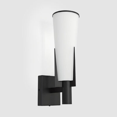 Westleigh Hamptons Wall Light Black With Opal Glass Shade