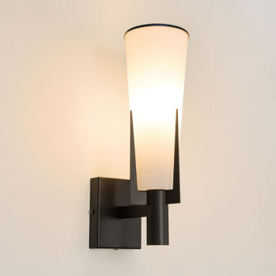 Westleigh Hamptons Wall Light Black With Opal Glass Shade