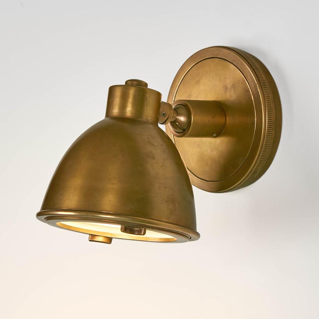 Westshore Industrial Dome Outdoor Wall Light Antique Brass