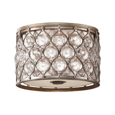 Wetherfield Crystal Drum Ceiling Flush Burnished Silver