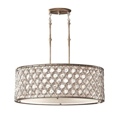 Wetherfield Crystal Drum Pendant Light Burnished Silver