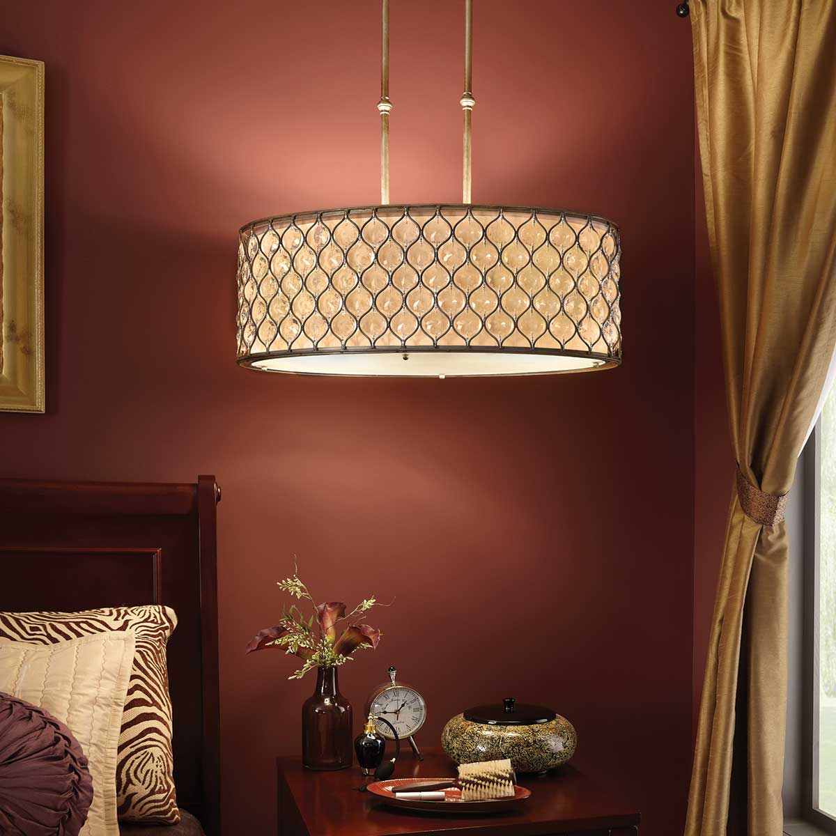 Wetherfield Crystal Drum Pendant Light Burnished Silver Wetherfield Crystal Drum Pendant Light Burnished Silver — in situ view