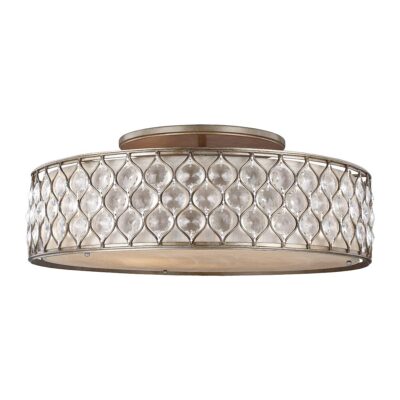 Wetherfield French Provincial Crystal Ceiling Flush Light Burnished Silver