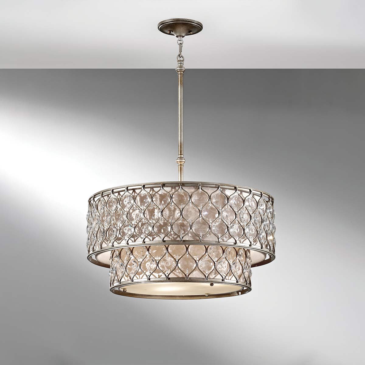 Wetherfield Two-Tier Crystal Chandelier Burnished Silver Wetherfield Two-Tier Crystal Chandelier Burnished Silver — detail view