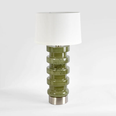Wexgrove Hamptons Ribbed Glass Table Lamp Olive Green