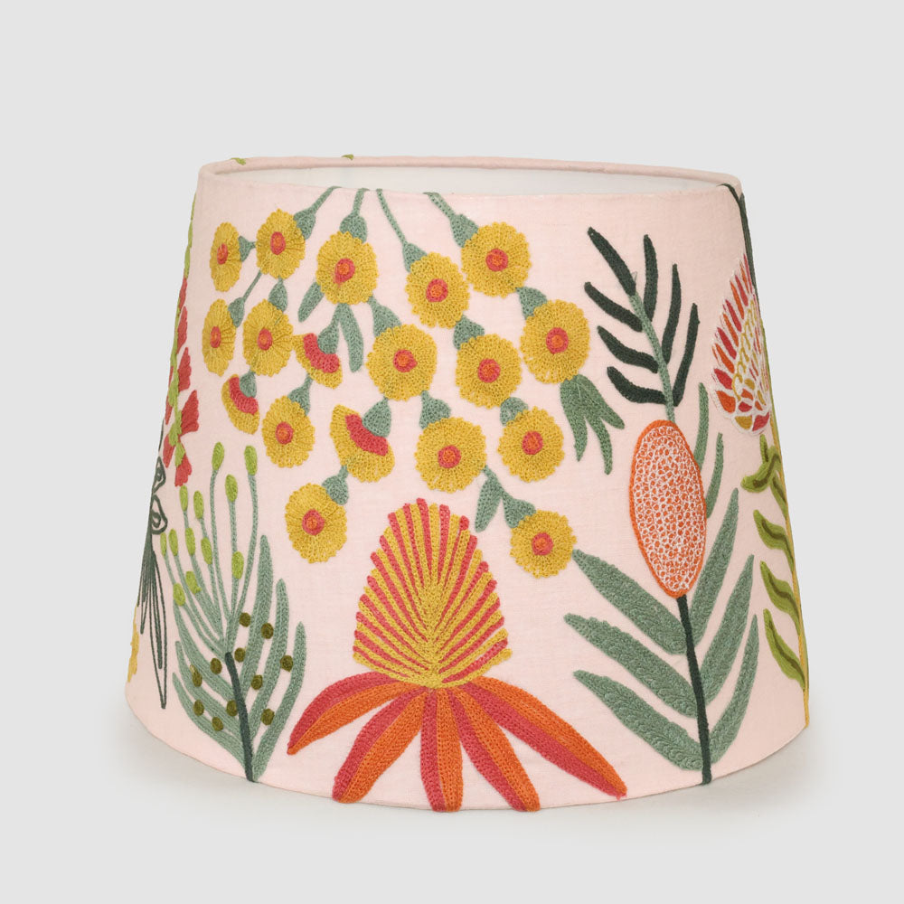 Whisperlake Tapered Lamp Shade Pink Floral Embroidery
