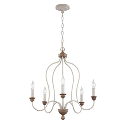 Whitcombe French Provincial 5 Light Chandelier Chalk Washed Beachwood