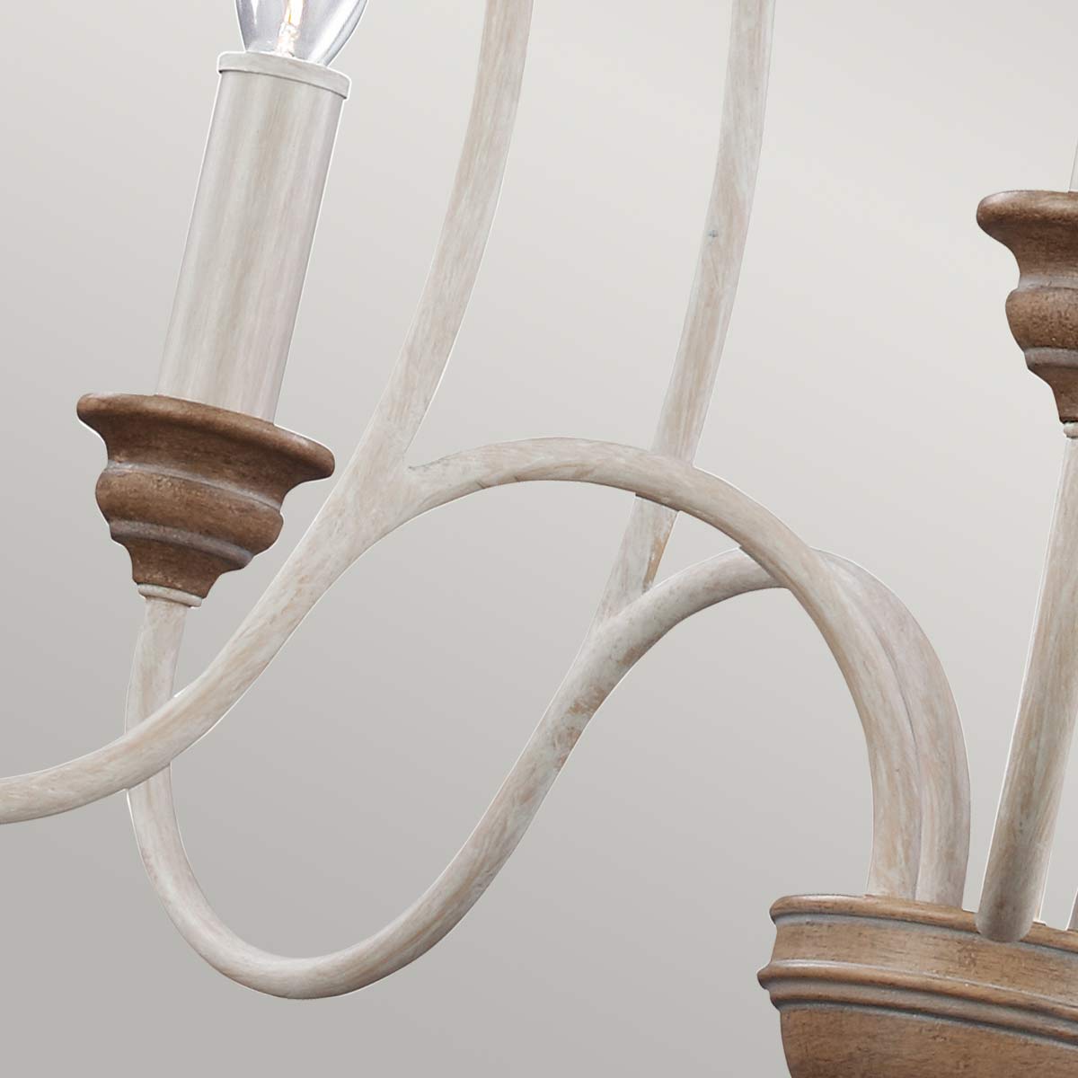 Whitcombe French Provincial 5 Light Chandelier Chalk Washed Beachwood Whitcombe French Provincial 5 Light Chandelier Chalk Washed Beachwood — detail view