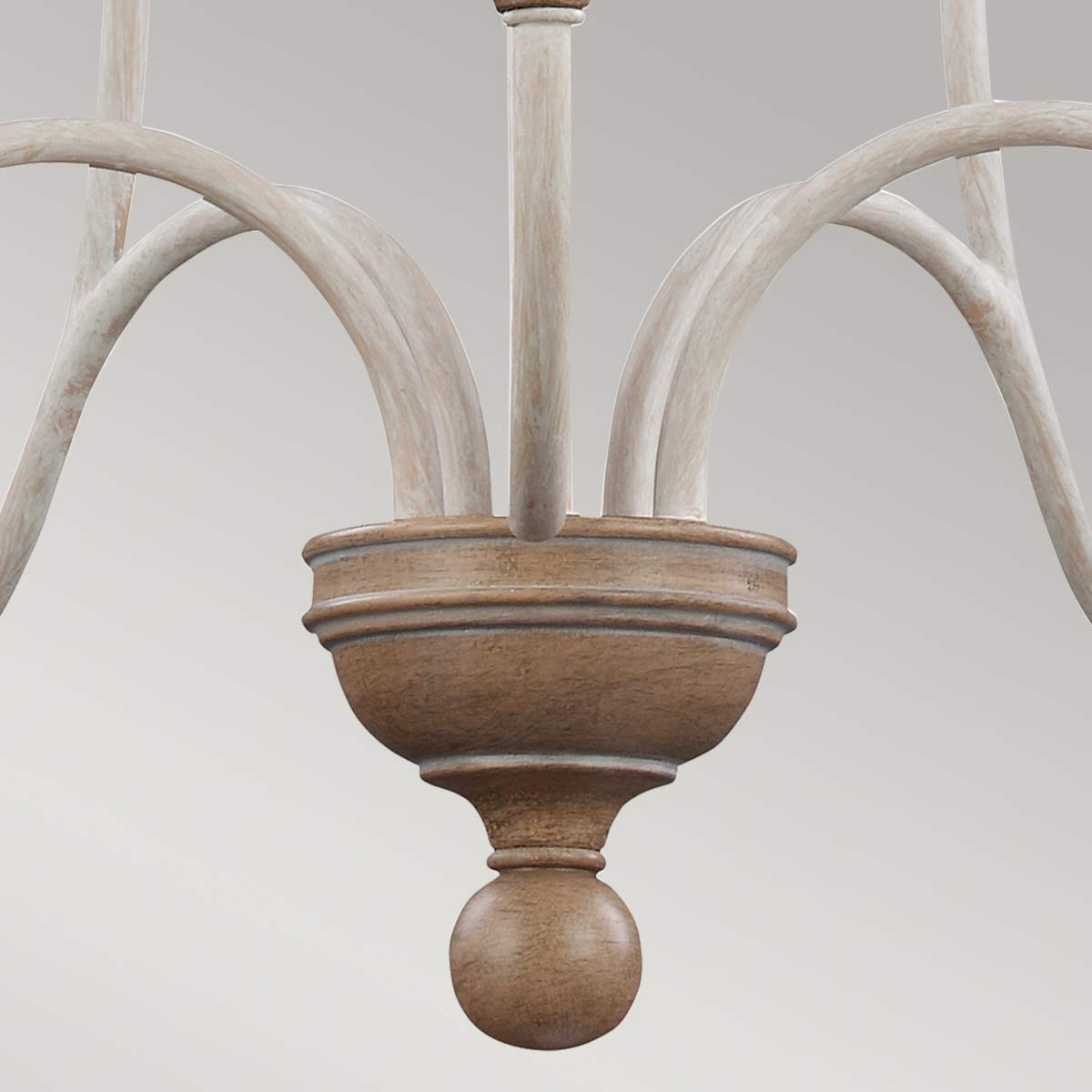 Whitcombe French Provincial 5 Light Chandelier Chalk Washed Beachwood Whitcombe French Provincial 5 Light Chandelier Chalk Washed Beachwood — detail view
