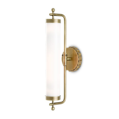 Whitmoor Hamptons Wall Light Antique Brass and White Glass