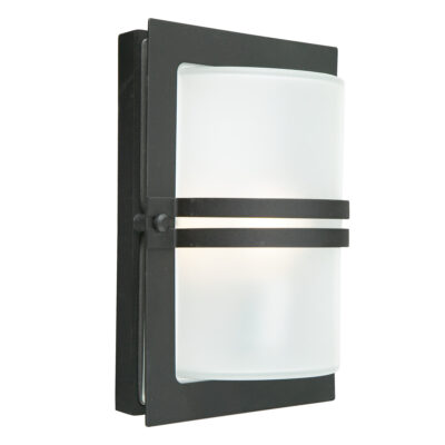 Whitmore Quay Modern Black Outdoor Wall Lantern With Frosted Glass