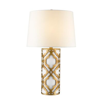 Wickham Vale French Provincial Table Lamp Distressed Gold with Ivory Linen Shade