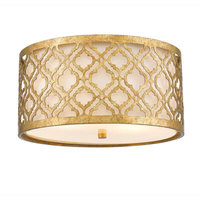 Wickham Vale Hamptons Ceiling Flush Distressed Gold Trellis