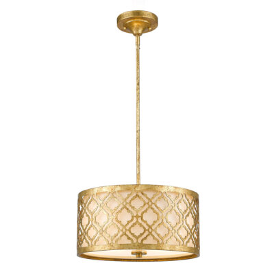 Wickham Vale Hamptons Drum Pendant Distressed Gold and Ivory