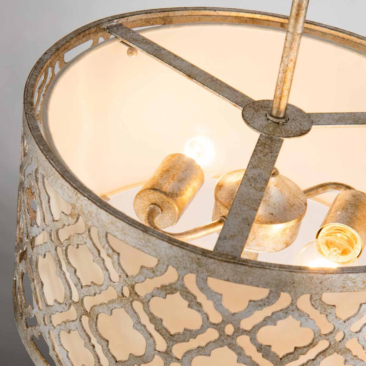 Wickham Vale Hamptons Drum Pendant Distressed Gold and Ivory Wickham Vale Hamptons Drum Pendant Distressed Gold and Ivory — detail view