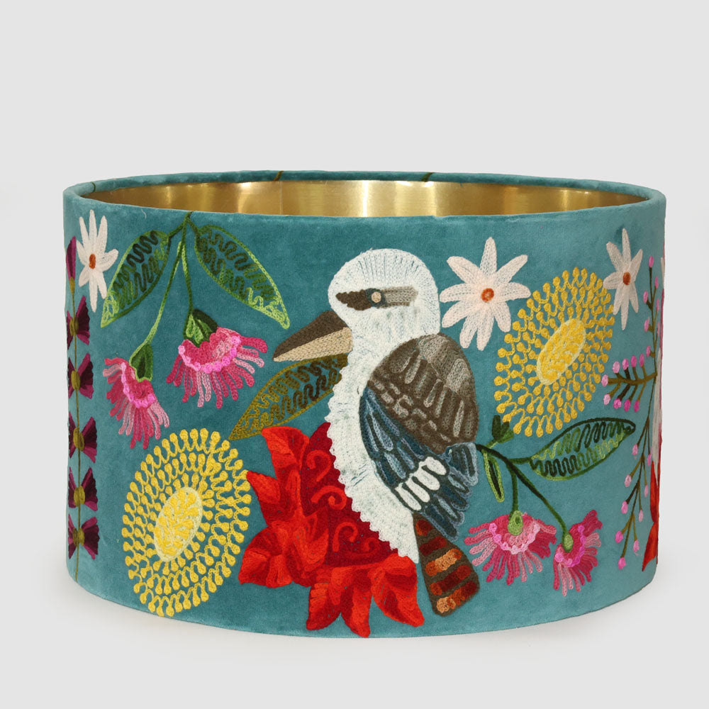 Willowbank Embroidered Drum Lamp Shade Yellow Botanical Willowbank Embroidered Drum Lamp Shade Yellow Botanical