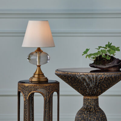 Willowbrae Traditional Crystal Table Lamp Antique Brass — in situ view