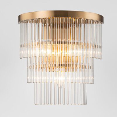 Willowmere Hamptons Tiered Glass Wall Light Brass and Clear