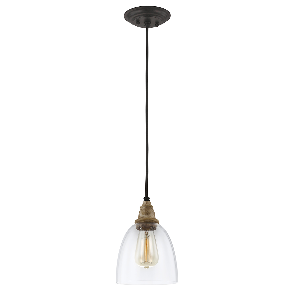 Willowmere Union Country Glass Dome Pendant in Driftwood