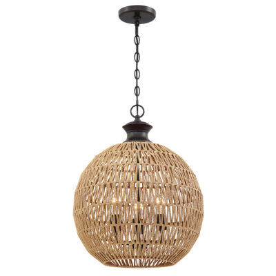 Windemoor Hamptons Woven Rope Globe Pendant Bronze