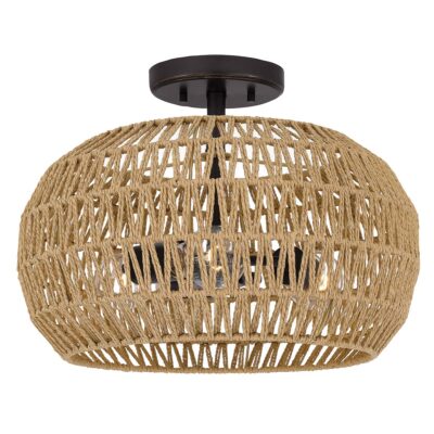 Windemoor Hamptons Woven Rope Semi-Flush Ceiling Light Bronze