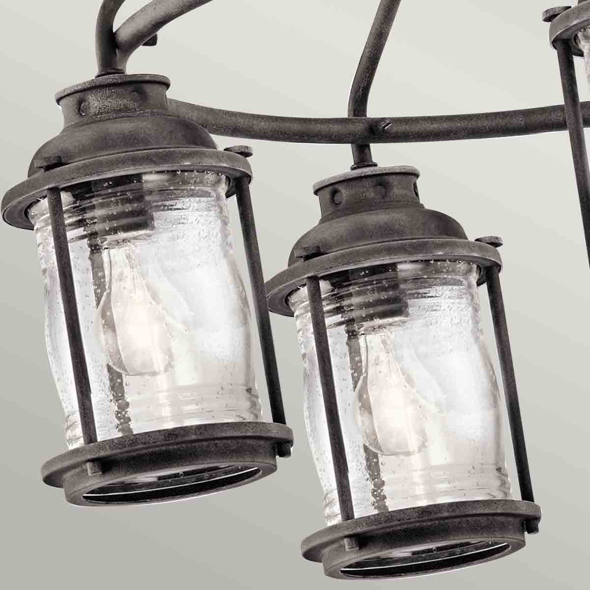 Windermere Cove Hamptons Wagon Wheel Outdoor Chandelier Weathered Zinc Windermere Cove Hamptons Wagon Wheel Outdoor Chandelier Weathered Zinc — detail view
