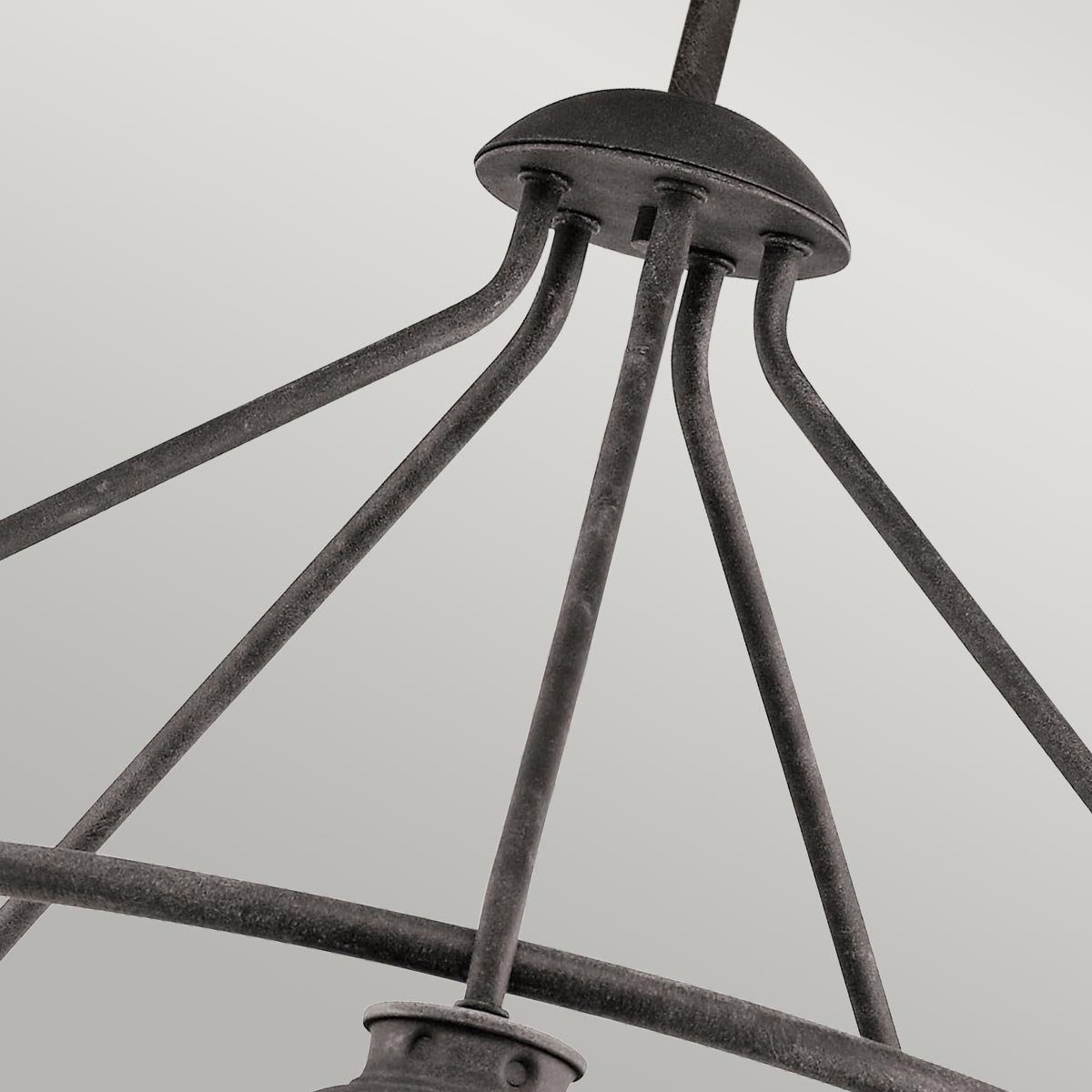Windermere Cove Hamptons Wagon Wheel Outdoor Chandelier Weathered Zinc Windermere Cove Hamptons Wagon Wheel Outdoor Chandelier Weathered Zinc — detail view