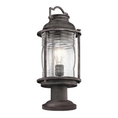 Windermere Cove Heritage Outdoor Pedestal Lantern in Weathered Zinc