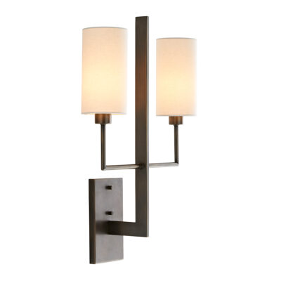 Windrow Contemporary Twin Arm Wall Light Aged Bronze