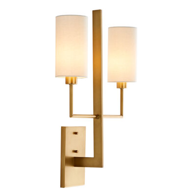 Windrow Contemporary Two Arm Wall Light Antique Brass