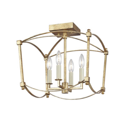 Windrush Manor Hamptons Cage Semi-Flush Ceiling Light Antique Gold