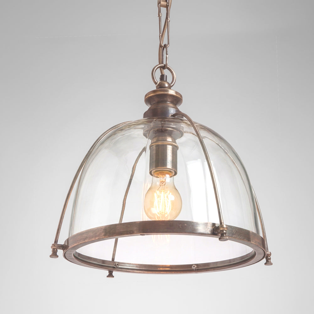 Windsor French Provincial Dome Glass Pendant Antique Brass
