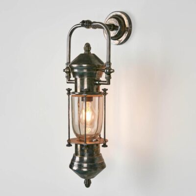 Windward Heritage Caged Glass Outdoor Wall Light Antique Silver