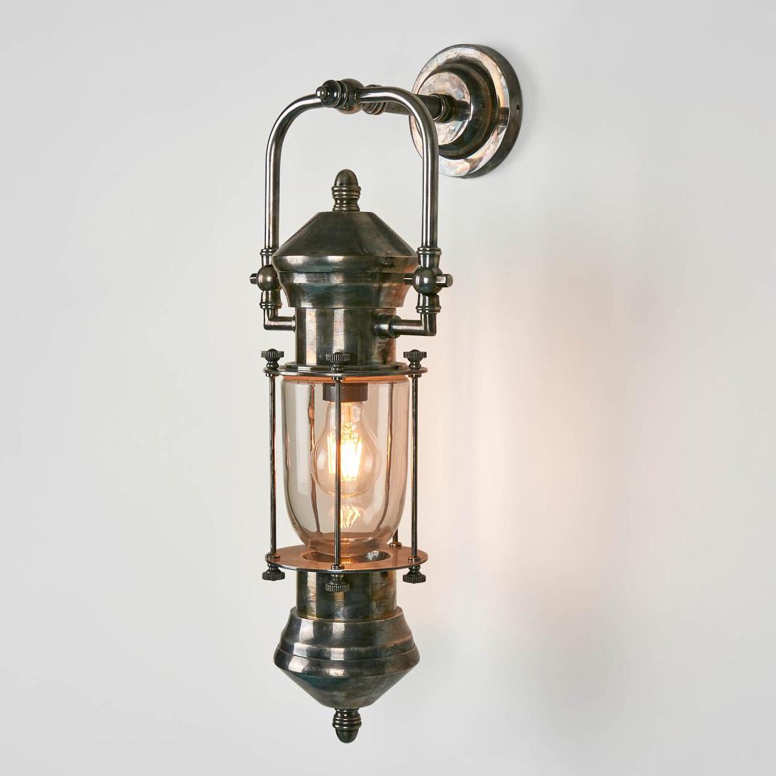 Windward Heritage Caged Glass Outdoor Wall Light Antique Silver