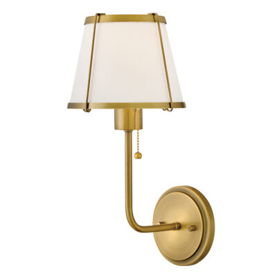 Winslet Hamptons Wall Light in Darkened Brass with Ivory Linen Shade