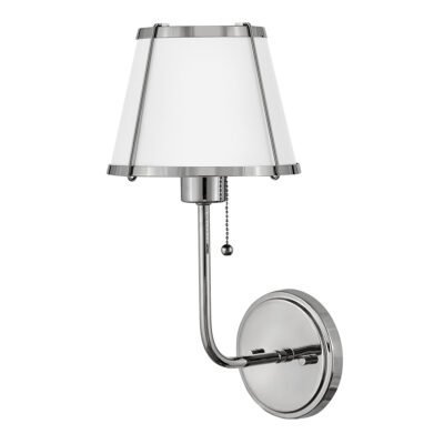 Winslet Wall Light with Pull Switch Polished Nickel and White Shade