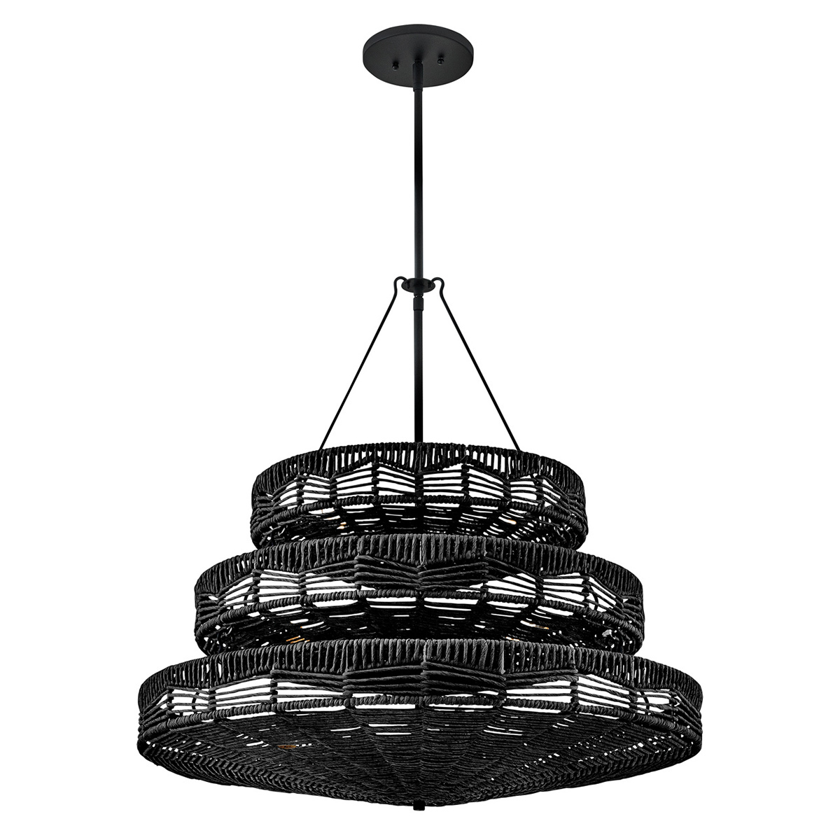 Winsloe Hamptons Three-Tier Rattan Chandelier Black Winsloe Hamptons Three-Tier Rattan Chandelier Black