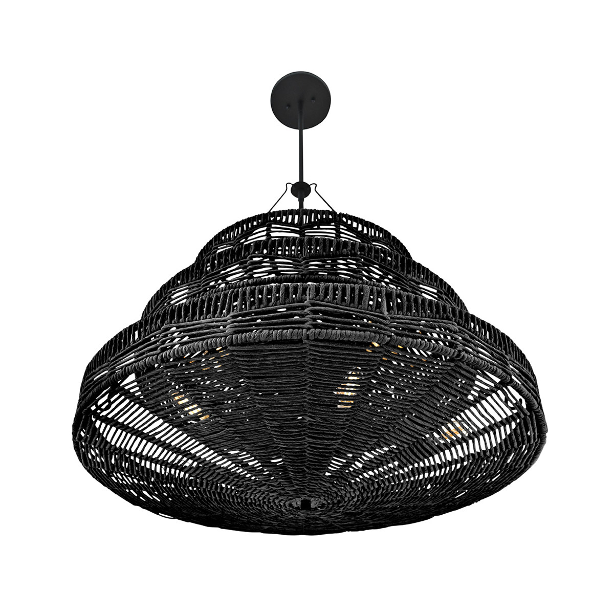 Winsloe Hamptons Three-Tier Rattan Chandelier Black Winsloe Hamptons Three-Tier Rattan Chandelier Black