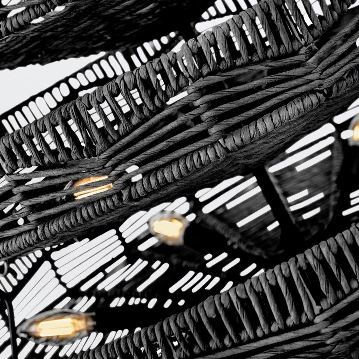 Winsloe Hamptons Three-Tier Rattan Chandelier Black Winsloe Hamptons Three-Tier Rattan Chandelier Black — detail view