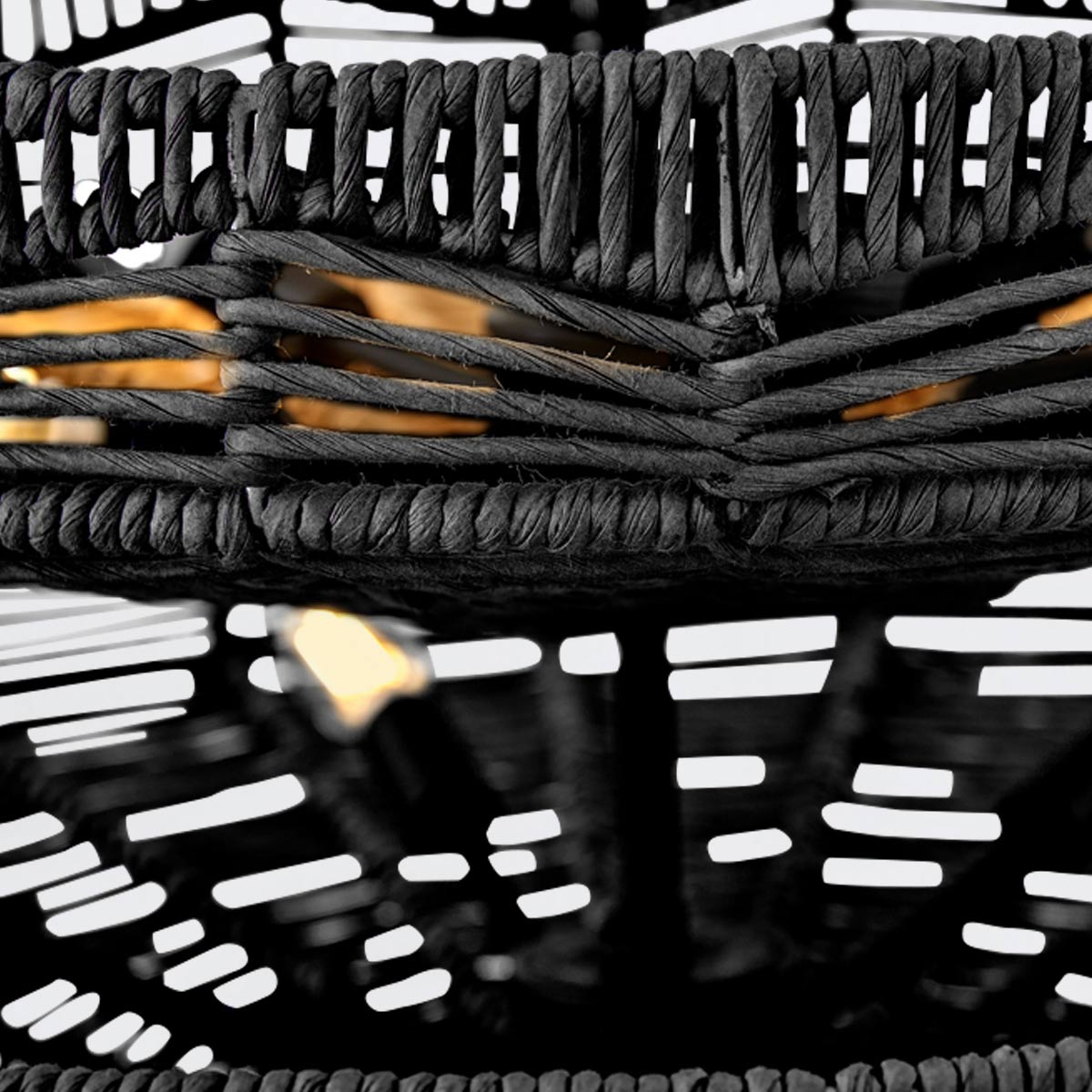 Winsloe Hamptons Three-Tier Rattan Chandelier Black Winsloe Hamptons Three-Tier Rattan Chandelier Black — detail view