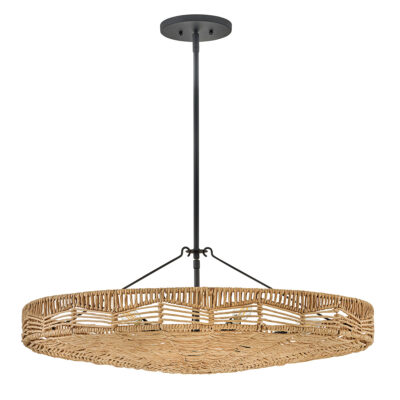 Winsloe Hamptons Woven Rattan Pendant Black and Camel