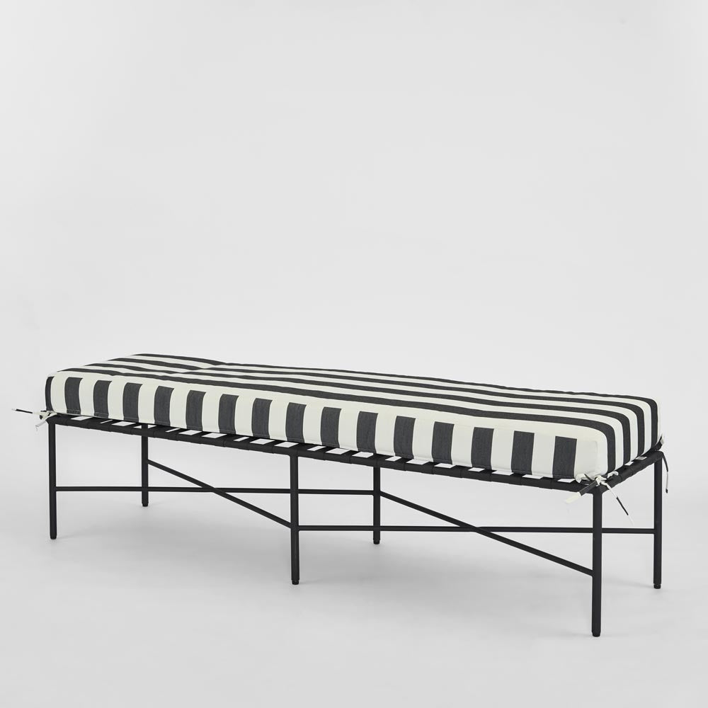 Winterbourne Bench Hamptons Outdoor Bench Black and White Stripe Winterbourne Bench Hamptons Outdoor Bench Black and White Stripe