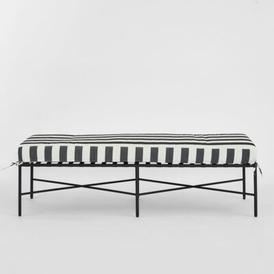 Winterbourne Bench Hamptons Outdoor Bench Black and White Stripe