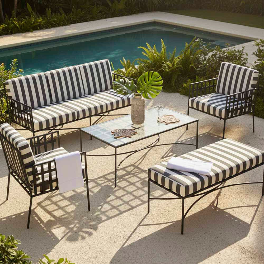 Winterbourne Bench Hamptons Outdoor Bench Black and White Stripe Winterbourne Bench Hamptons Outdoor Bench Black and White Stripe