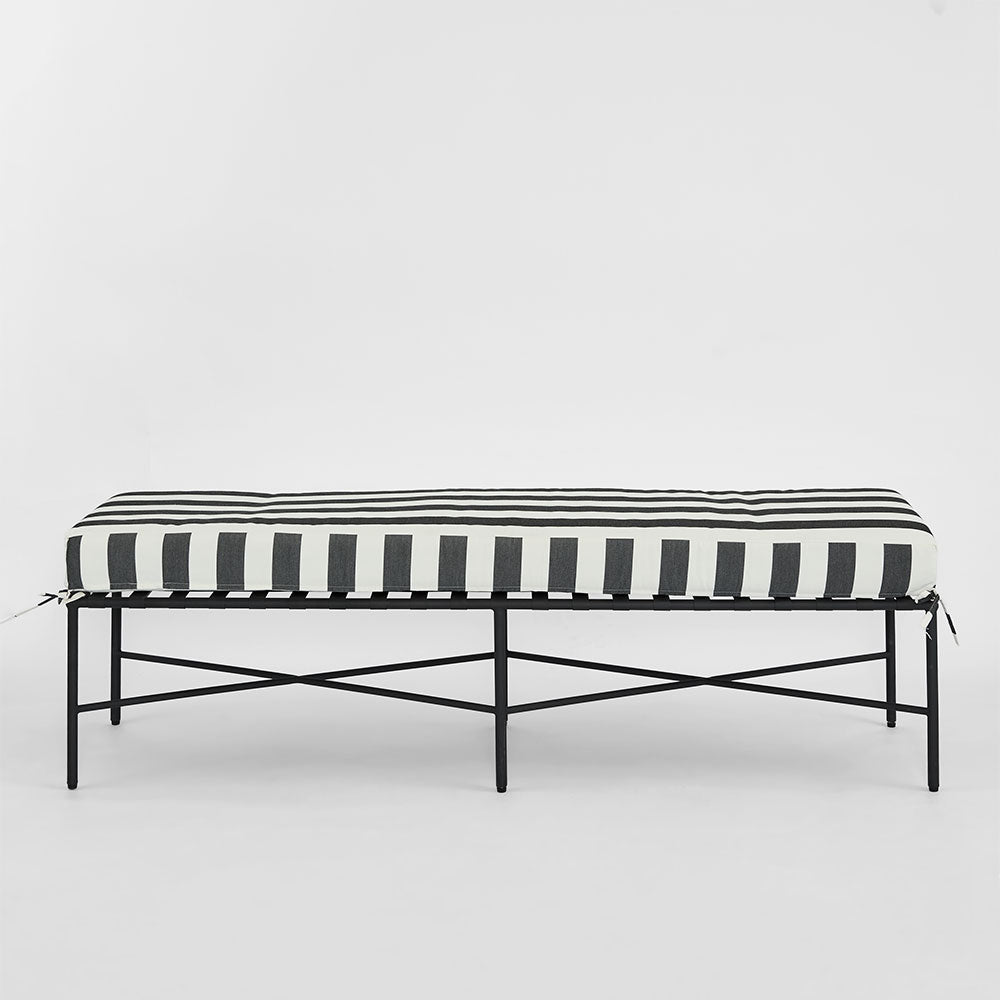 Winterbourne Bench Hamptons Outdoor Bench Black and White Stripe