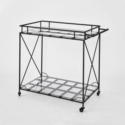 Winterbourne Trolley French Provincial Outdoor Bar Cart Black